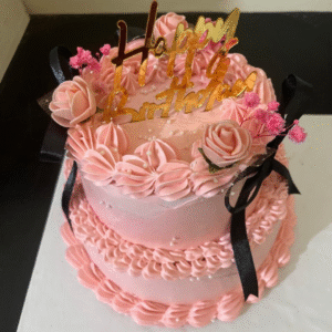 Blush Royale Cake – A Two-Tier Floral Elegance